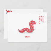 Chinesisches Neujahr 2025 - Rote Origami-Schlange Postkarte (Vorne/Hinten)