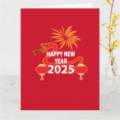 Chinesisches Neujahr 2025 Schlange Chinesisches Ne Karte (Gelbe Blume)