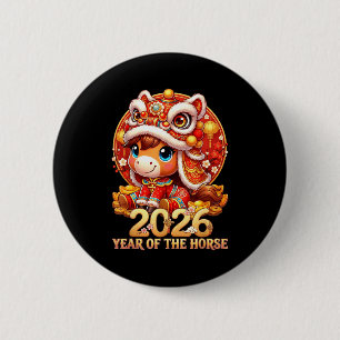 Chinesisches Neujahr 2026 Feuerpferd Jahr des Pfer Button
