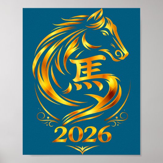 Chinesisches Neujahr 2026 Feuerpferd Poster (Vorne)