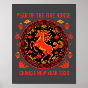 Chinesisches Neujahr 2026 Jahr des Feuerpferds  Poster