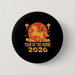 Chinesisches Neujahr 2026 Jahr des Pferdes Button
