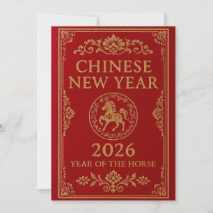 Chinesisches Neujahr 2026 - Jahr des Pferdes Feiertagskarte
