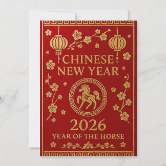 Chinesisches Neujahr 2026 - Jahr des Pferdes Feiertagskarte