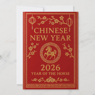 Chinesisches Neujahr 2026 - Jahr des Pferdes Feiertagskarte