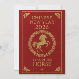 Chinesisches Neujahr 2026 - Jahr des Pferdes Feiertagskarte