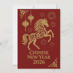 Chinesisches Neujahr 2026 - Jahr des Pferdes Feiertagskarte