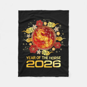 Chinesisches Neujahr 2026 Jahr des Pferdes Frohes Fleecedecke