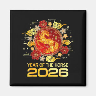 Chinesisches Neujahr 2026 Jahr des Pferdes Frohes Magnet