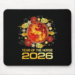 Chinesisches Neujahr 2026 Jahr des Pferdes Frohes  Mousepad