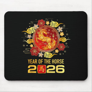 Chinesisches Neujahr 2026 Jahr des Pferdes Frohes  Mousepad