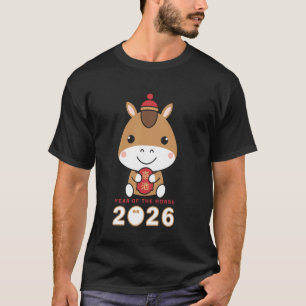 Chinesisches Neujahr 2026 Jahr des Pferdes Mondhor T-Shirt