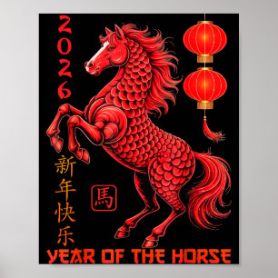 Chinesisches Neujahr 2026 Jahr des Pferdes Poster