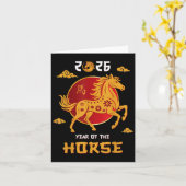 Chinesisches Neujahr 2026 Jahr des Pferdes T - Shi Karte (Gelbe Blume)