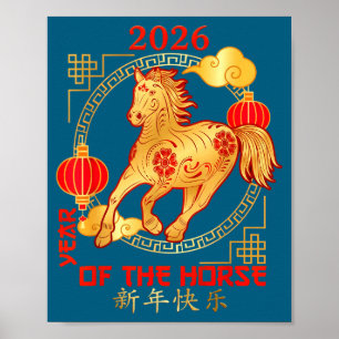 Chinesisches Neujahr 2026 Neujahr des Pferdes  Poster