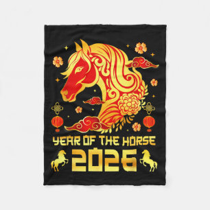 Chinesisches Neujahr 2026 Pferd Glückliches Chines Fleecedecke