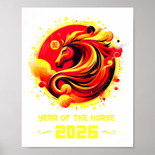 Chinesisches Neujahr 2026 Pferd Glückliches Chines Poster