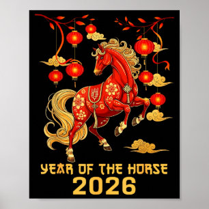 Chinesisches Neujahr 2026 Pferd Glückliches Chines Poster