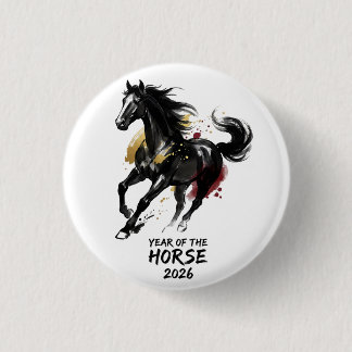 Chinesisches Neujahr 2026 Pferd Kunst Button