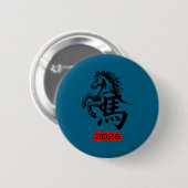 Chinesisches Neujahr 2026 Pferd Kunstwerk Button (Vorne & Hinten)