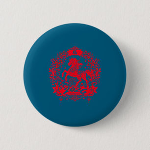 Chinesisches Neujahr 2026 Pferd Kunstwerk Button