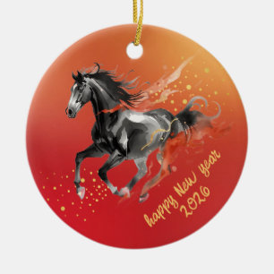 Chinesisches Neujahr 2026 Pferd Tinte Neujahr  Keramik Ornament