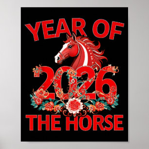Chinesisches Neujahr 2026 Pferd Zodiac Lustig Luna Poster