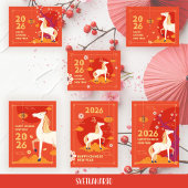 Chinesisches Neujahr 2026 Pferdepostkarte Feiertagskarte