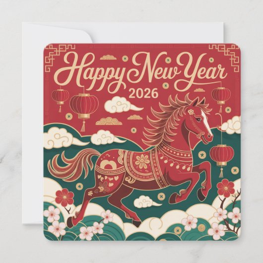 Chinesisches Neujahr 2026 Rotes Feuerpferd  (Vorderseite)