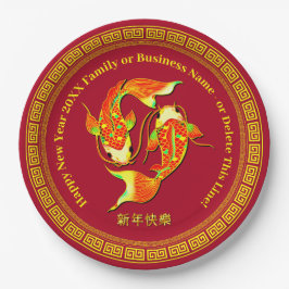 Chinesisches Neujahr 20xx Name Koi Carp Fisch 9" Pappteller