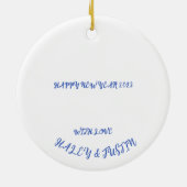 Chinesisches Neujahr Blaues Weiße Kaninchen 2023 O Keramik Ornament (Hinten)