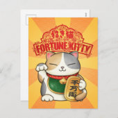 Chinesisches Neujahr Calico Lucky Cat Feiertagspostkarte (Vorne/Hinten)