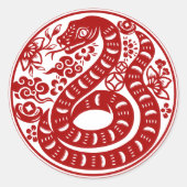 Chinesisches Neujahr der chinesischen Roten Paperc Runder Aufkleber (Vorderseite)
