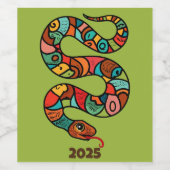 Chinesisches Neujahr der grünen Holzschlange 2025 Weinetikett (Einzelnes Label)