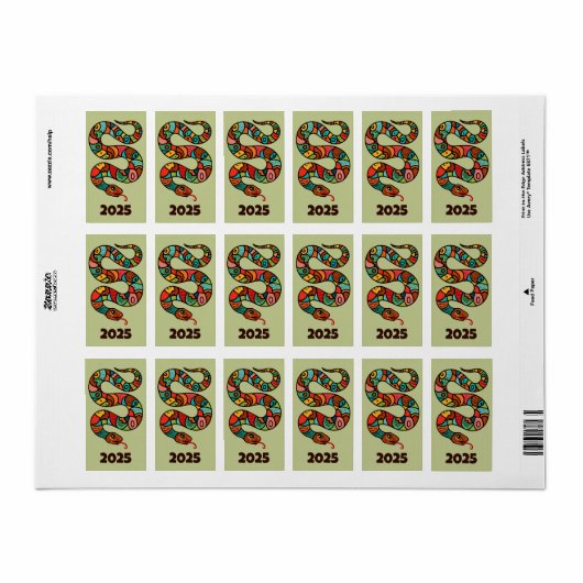 Chinesisches Neujahr der Holzschlange 2025 Adressaufkleber (Vorne)