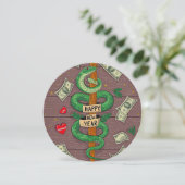 Chinesisches Neujahr der Holzschlange 2025 Feiertagskarte (Stehend Vorderseite)