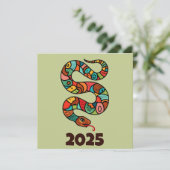 Chinesisches Neujahr der Holzschlange 2025 Feiertagskarte (Stehend Vorderseite)