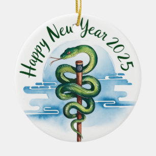 Chinesisches Neujahr der Holzschlange 2025 Keramik Ornament