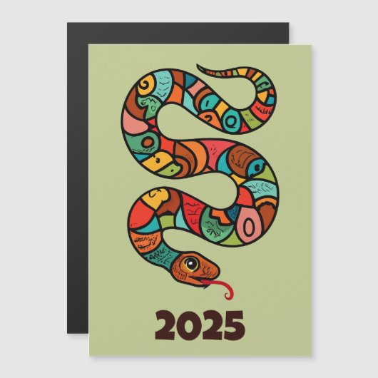 Chinesisches Neujahr der Holzschlange 2025 Magnetkarte (Vorne/Hinten)