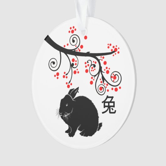 Chinesisches Neujahr der Kaninchen und Roten Blüte Ornament (Vorderseite)
