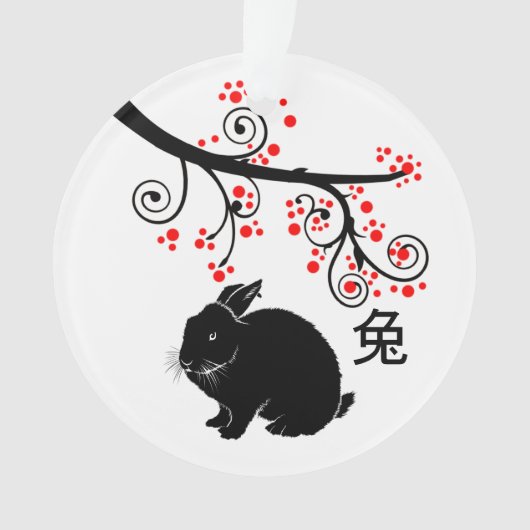 Chinesisches Neujahr der Kaninchen und Roten Blüte Ornament (Vorderseite)
