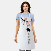 Chinesisches Neujahr der Kaninchenbaumblüten-Schür Schürze (Getragen)