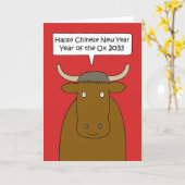 Chinesisches Neujahr der OX-Karte 2033 Karte (Gelbe Blume)