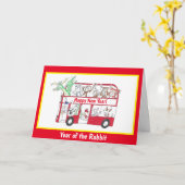 Chinesisches Neujahr der Rabbit-Buskarte Karte (Gelbe Blume)