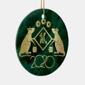 Chinesisches Neujahr der Rat - Malachite und Gold Keramik Ornament (Rechts)