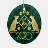 Chinesisches Neujahr der Rat - Malachite und Gold Keramik Ornament (Links)