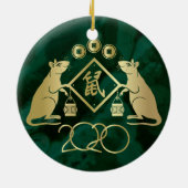 Chinesisches Neujahr der Rat - Malachite und Gold Keramik Ornament (Hinten)