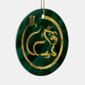Chinesisches Neujahr der Rat - Malachite und Gold Keramik Ornament (Rechts)