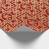 Chinesisches Neujahr der Ratten - Rot und Gold Geschenkpapier (Ecke)