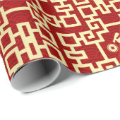 Chinesisches Neujahr der Ratten - Rot und Gold Geschenkpapier (Rolleneckpunkt)